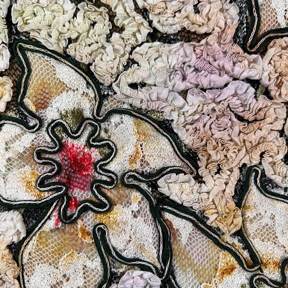 Mezon Textured Floral Ribbon Unique Artsy Y2K Tank Top Sz S - Picture 11 of 11